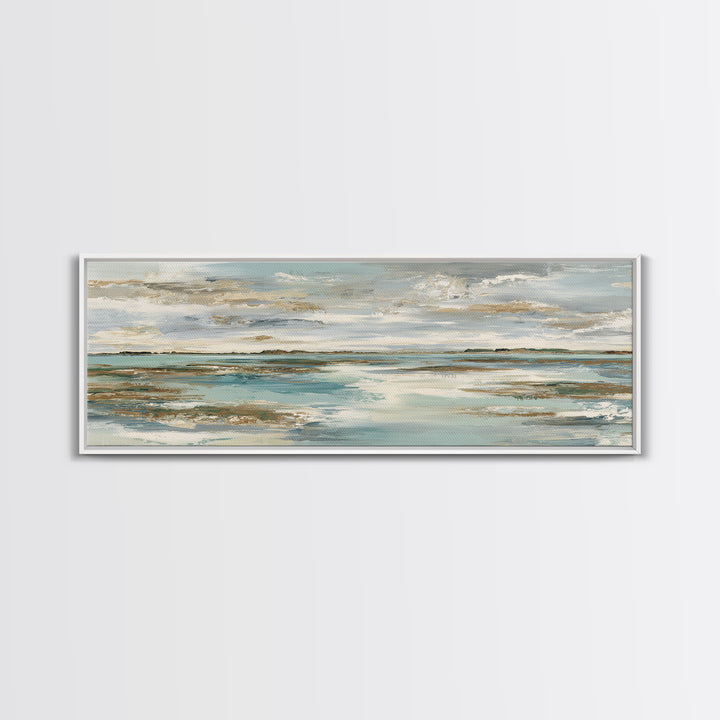 Abstract Seafoam Patterns Framed Canvas Print, Coastal Art, Bird Art, Coastal Decor, Fine Art, Coastal, Living Room Art, COA-3x1-58