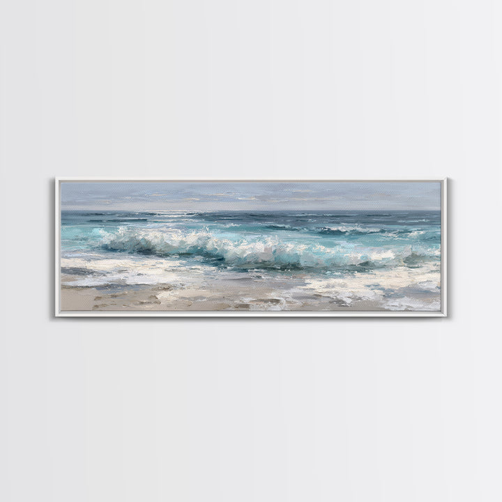Moonlit Ocean with Silver Surf Canvas Print, Coastal Art, Gallery Decor, Coastal Decor, Fine Art, Coastal, Contemporary Art, COA-3x1-62