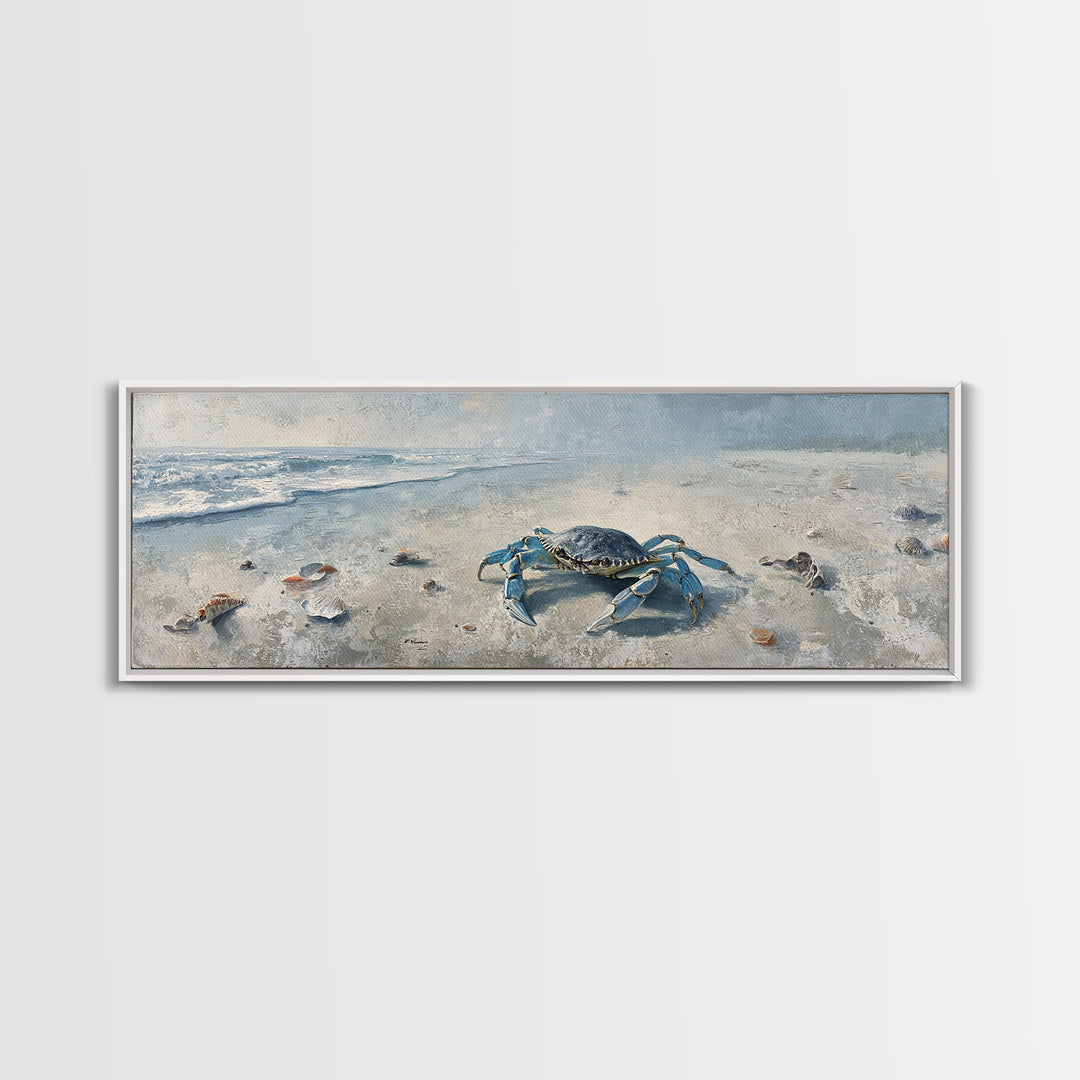 Blue Crab Illustration Canvas Print, Coastal Art, Wall Decor, Coastal Decor, Coastal, Nautical Decor, Coastal Wall Art, COA-3x1-78