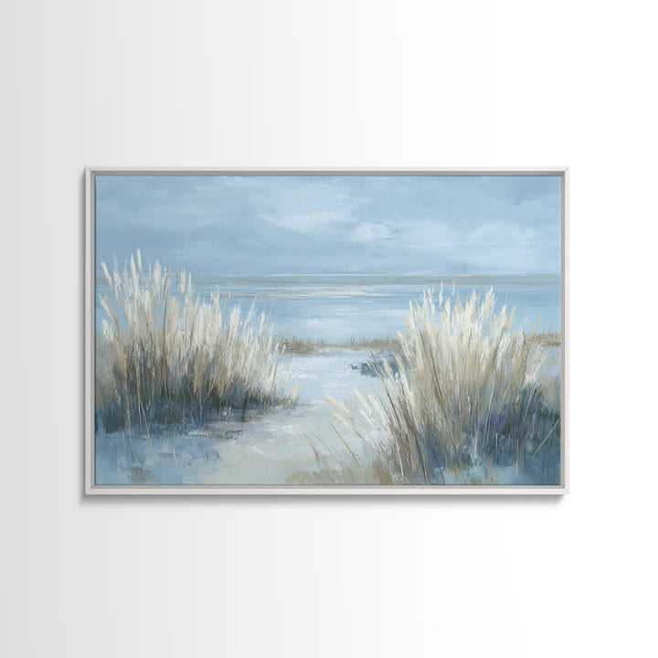 Coastal Grasses Moving Framed Canvas Print, Coastal Art, Modern Wall Art, Coastal Decor, Oil Painting, Coastal, Coastal Prints, COA-3x2-8