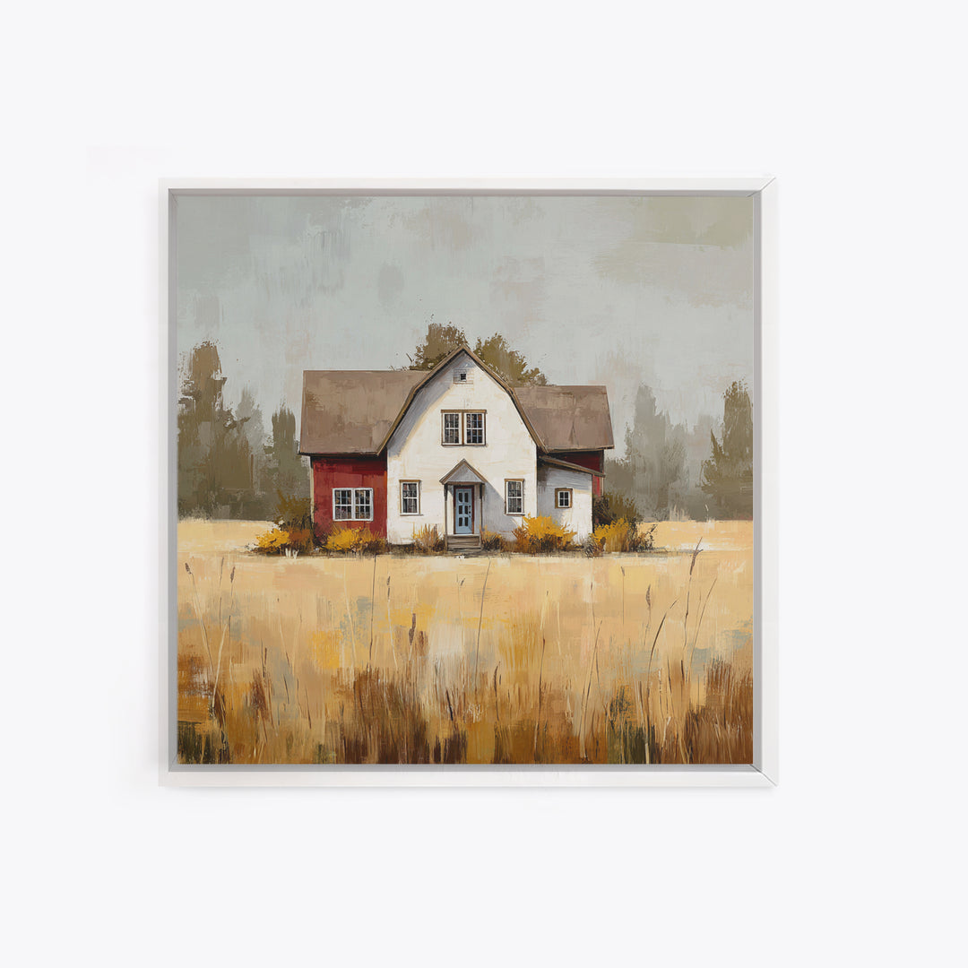 White Farmhouse Surrounded by Tall Grass Canvas Print, Country Art, Farmhouse Wall Decor, Farmhouse Decor, Fine Art, Country, COU-1x1-10