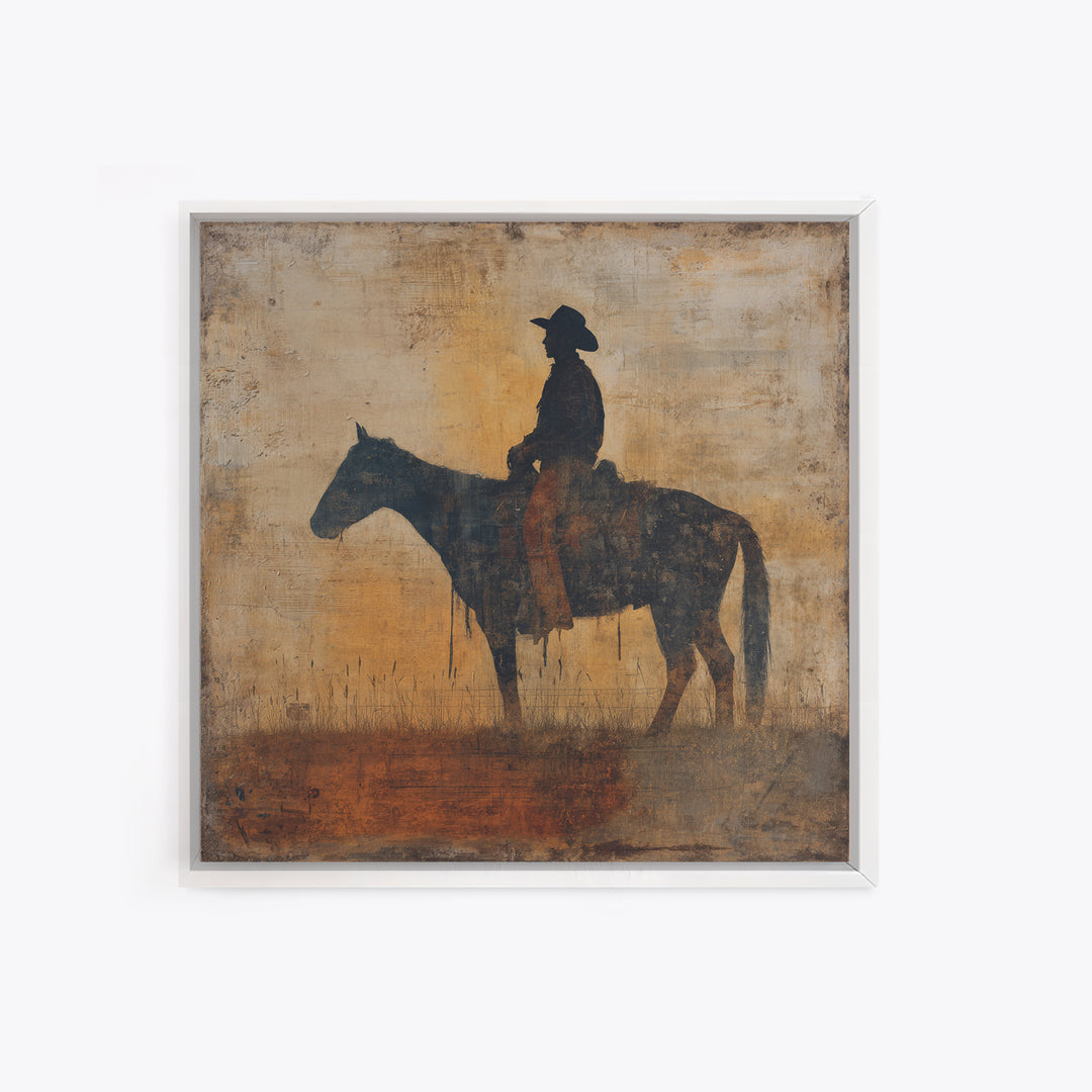 Horse and Rider Silhouette at Dusk Canvas Print, Country Art, French Country Decor, Farmhouse Decor, Fine Art, Country, COU-1x1-17