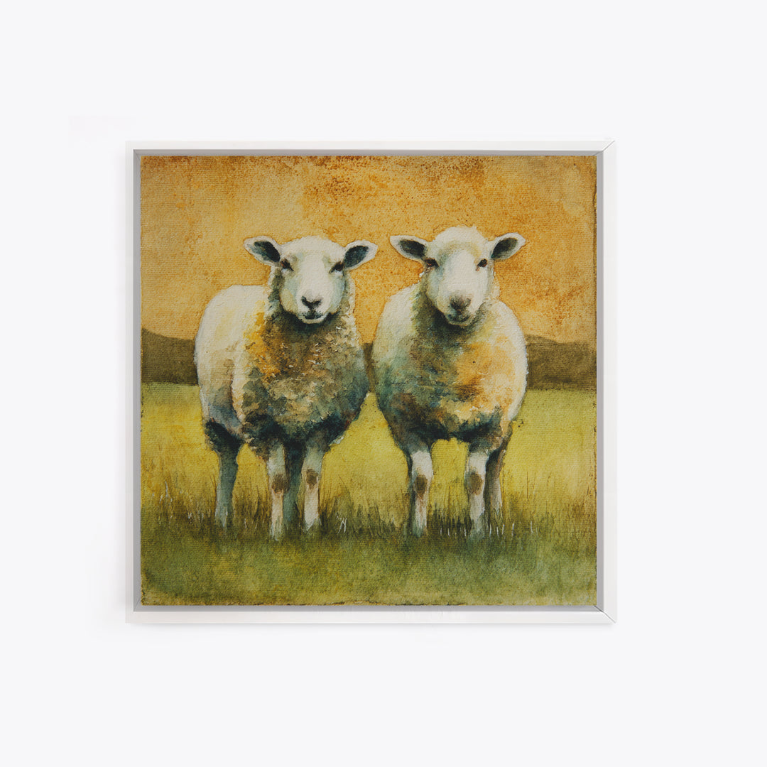 Watercolor Sheep in a Green Pasture Canvas Print, Country Art, Oil Painting, Farmhouse Decor, Country, Digital Art Prints, COU-1x1-23