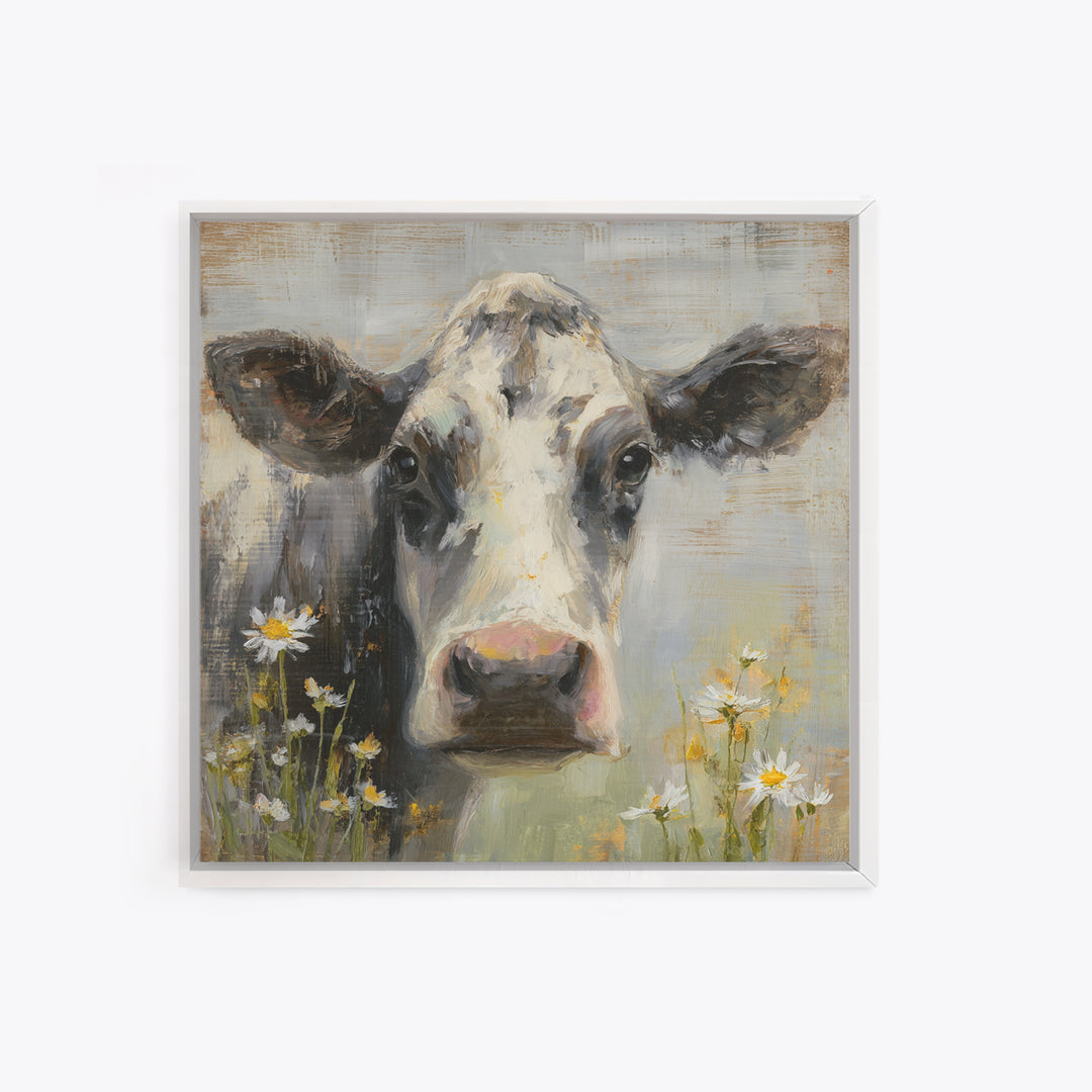 Cow Portrait with Gentle Farmhouse Personality Canvas Print, Country Art, Home Decor, Farmhouse Decor, Fine Art, Country, COU-1x1-4