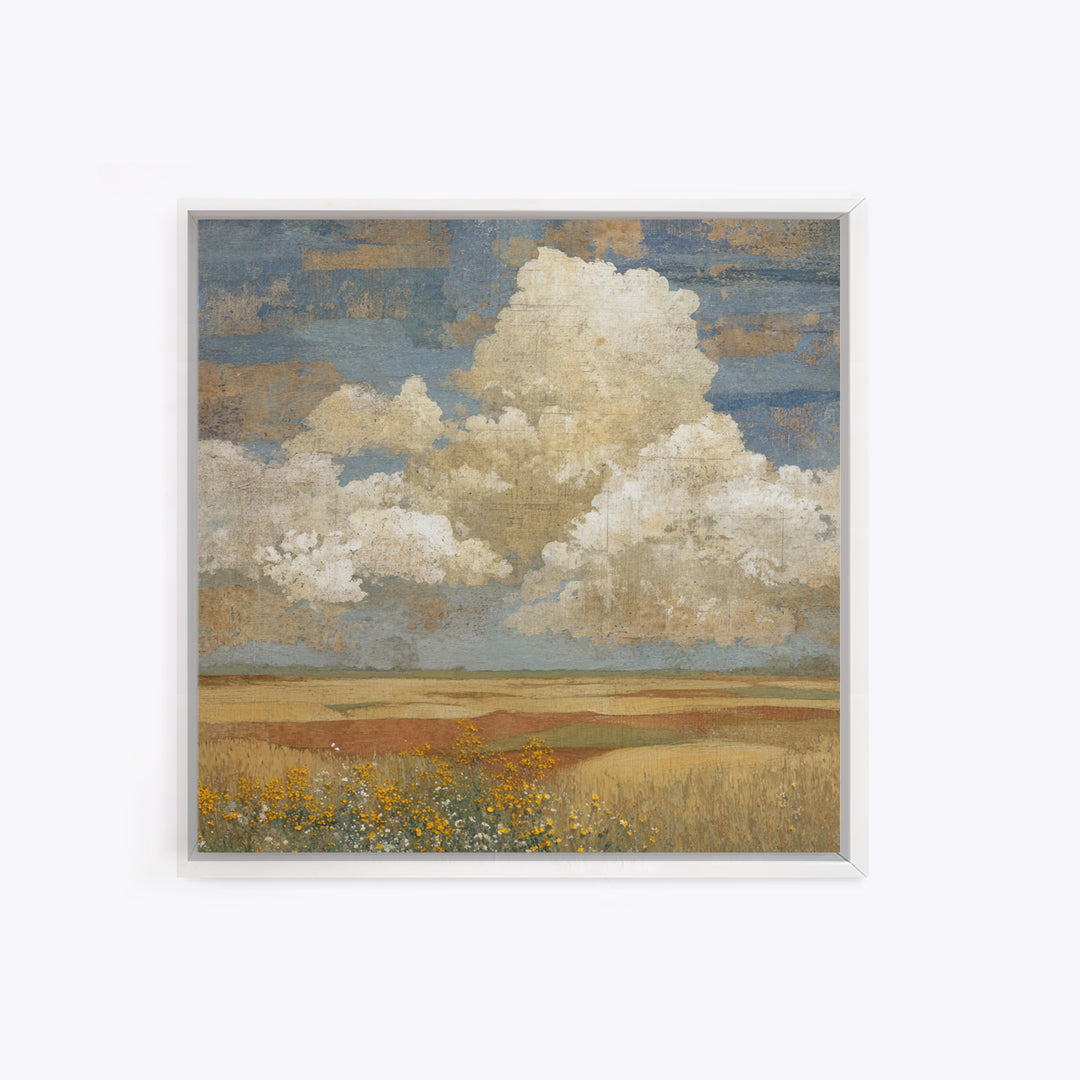 Cornfield under Dramatic Summer Clouds Framed Canvas Print, Country Art, Floral Wall Art, Farmhouse Decor, Abstract Art, COU-1x1-42