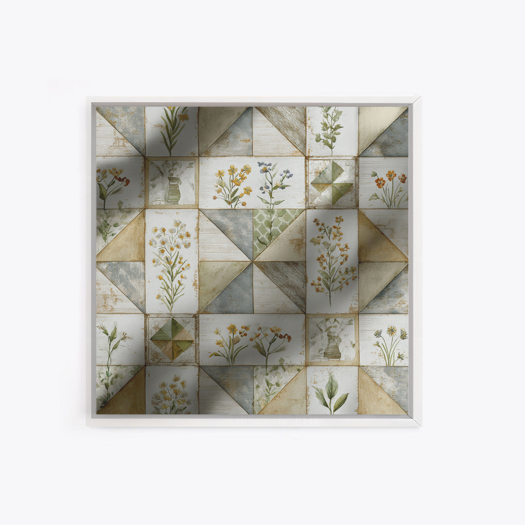 Quilt Geometric Folk Pattern Canvas Print, Country Art, Farmhouse Wall Decor, Farmhouse Decor, Abstract Art, Country, COU-1x1-60