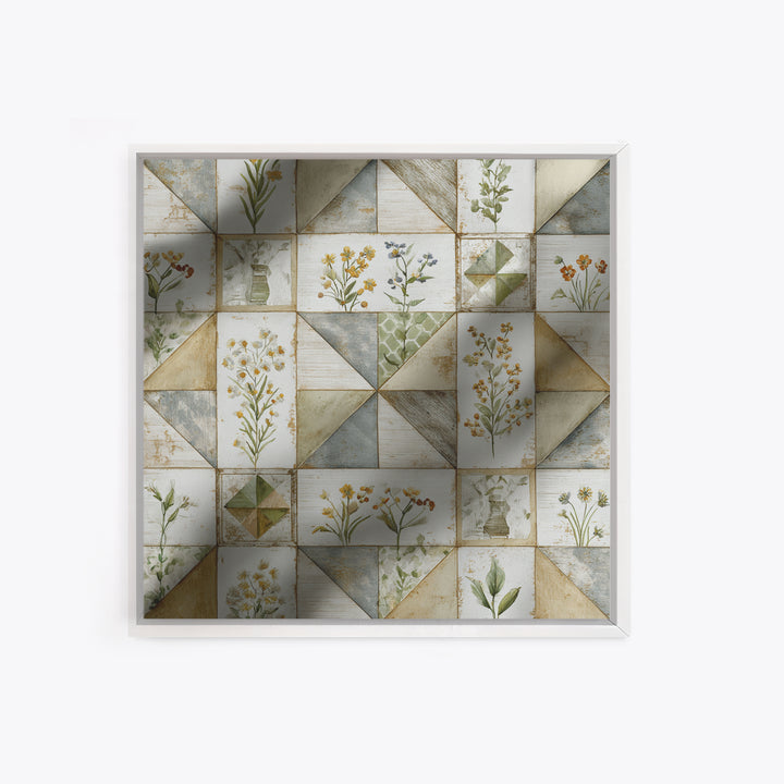 Quilt Geometric Folk Pattern Canvas Print, Country Art, Farmhouse Wall Decor, Farmhouse Decor, Abstract Art, Country, COU-1x1-60