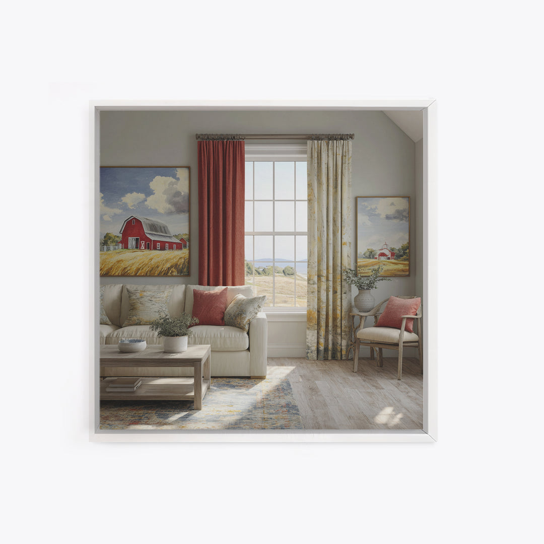 Cornfield under Dramatic Summer Clouds Framed Canvas Print, Country Art, Floral Wall Art, Farmhouse Decor, Abstract Art, COU-1x1-66