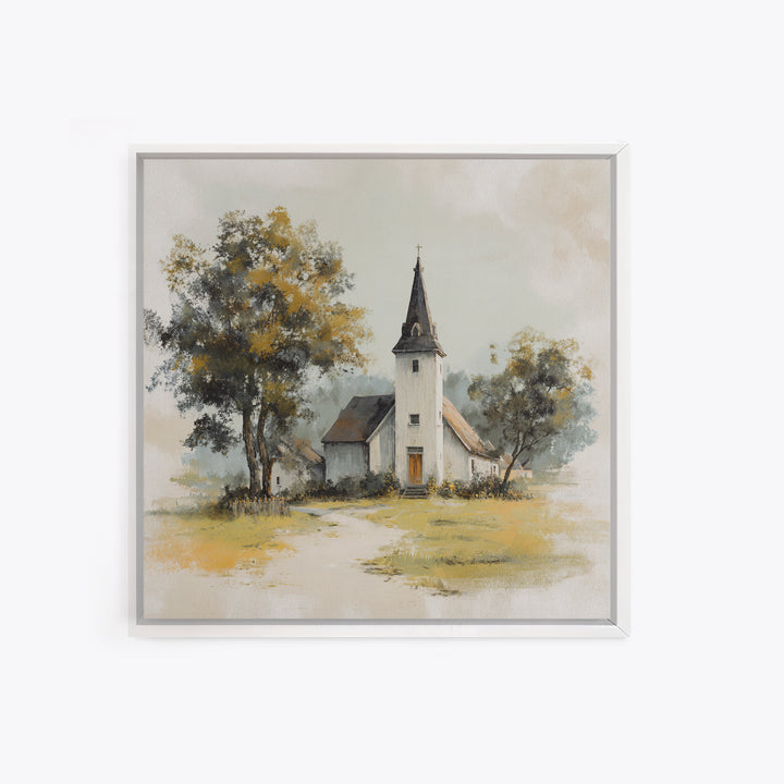 Country Church Steeple Beyond Trees Canvas Print, Country Art, Boho Decor, Farmhouse Decor, Fine Art, Country, Art Prints, COU-1x1-91
