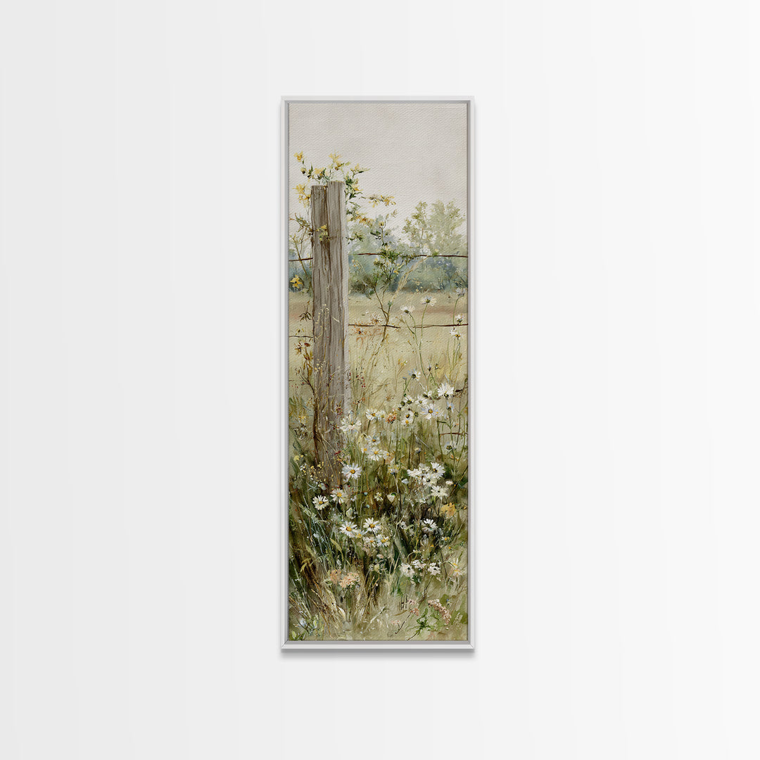Wildflower Meadow Beside an Old Fence Canvas Print, Country Art, French Country, Farmhouse Decor, Country, Luxury Decor, COU-1x3-14