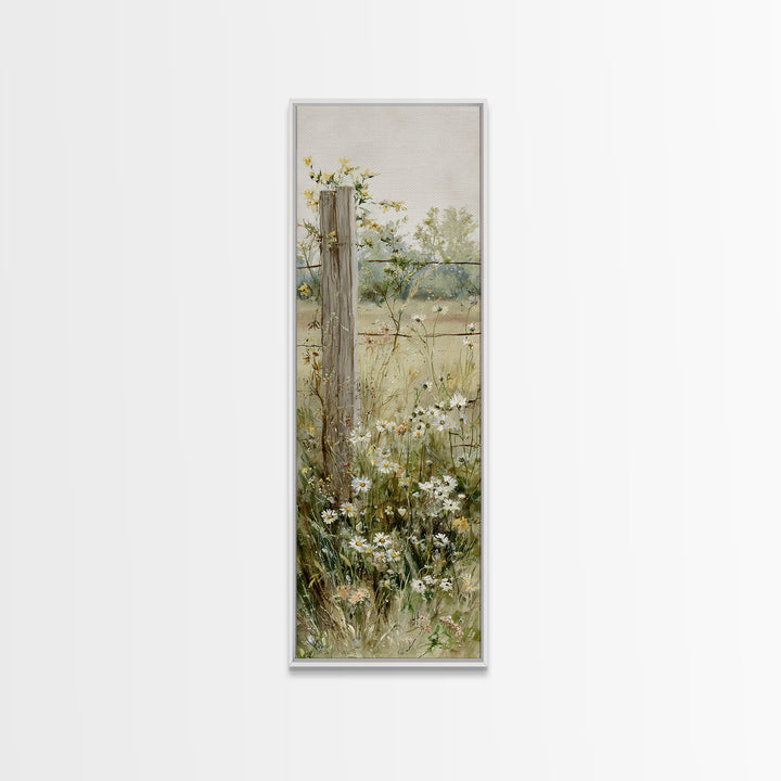 Wildflower Meadow Beside an Old Fence Canvas Print, Country Art, French Country, Farmhouse Decor, Country, Luxury Decor, COU-1x3-14