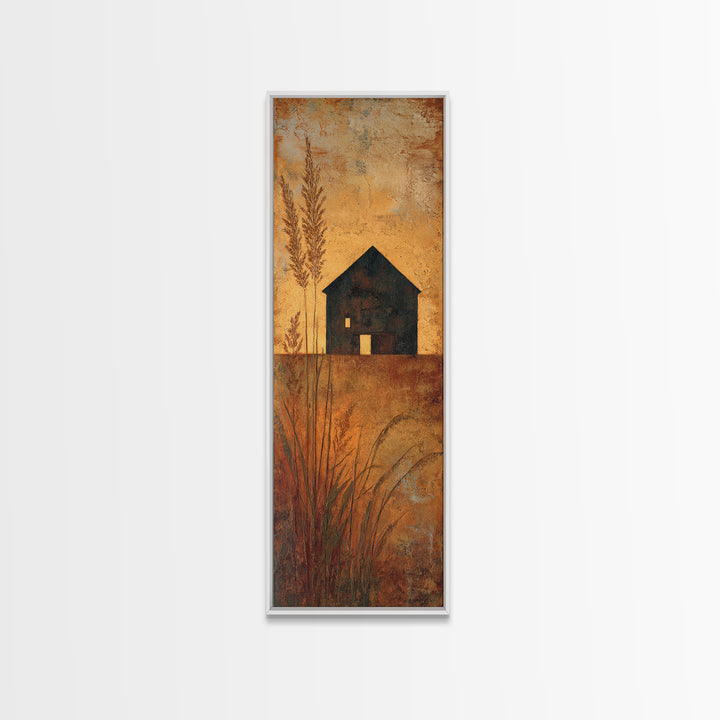 Rustic Barn Silhouette Framed Canvas Print, Country Art, Home Decor, Farmhouse Decor, Abstract Art, Country, Printable Art, COU-1x3-15