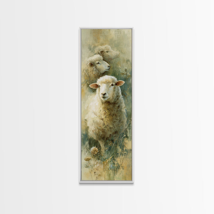 Watercolor Sheep in a Green Pasture Canvas Print, Country Art, Wall Art, Farmhouse Decor, Fine Art, Country, Digital Print, COU-1x3-35