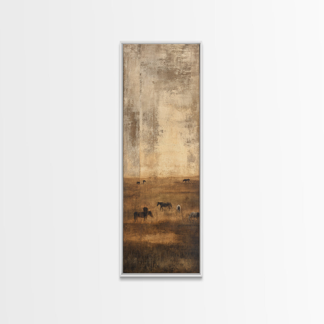 Rolling Pasture with Grazing Horses at Sunrise Canvas Print, Country Art, Fine Art Print, Farmhouse Decor, Fine Art, Country, COU-1x3-37