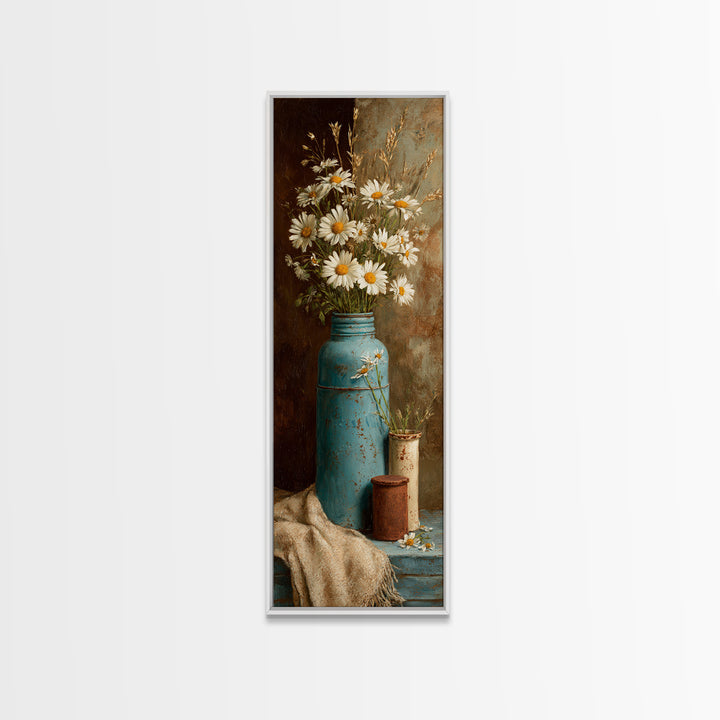 Milk Can and Daisies Rustic Still Life Canvas Print, Country Art, French Country, Farmhouse Decor, Fine Art, Country, COU-1x3-49