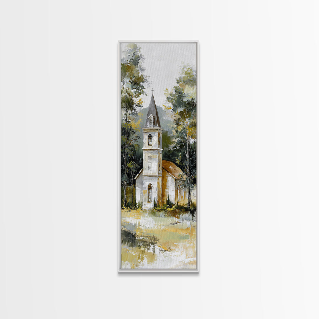 Country Church Steeple Beyond Trees Canvas Print, Country Art, Contemporary Art, Farmhouse Decor, Fine Art, Country, COU-1x3-7