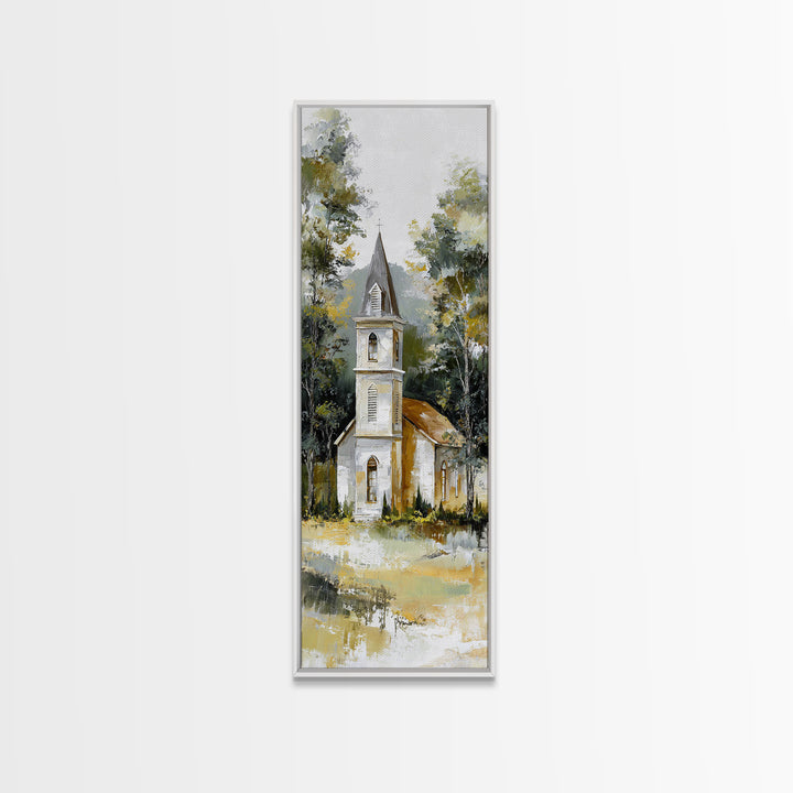 Country Church Steeple Beyond Trees Canvas Print, Country Art, Contemporary Art, Farmhouse Decor, Fine Art, Country, COU-1x3-7