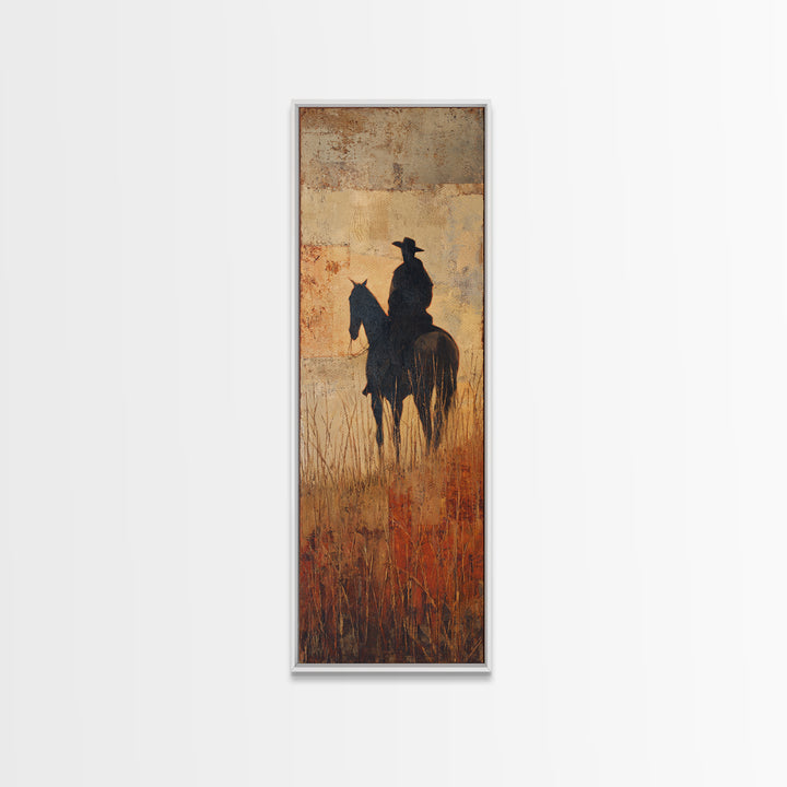 Horse and Rider Silhouette at Dusk Canvas Print, Country Art, Luxury Decor, Farmhouse Decor, Fine Art, Country, COU-1x3-77