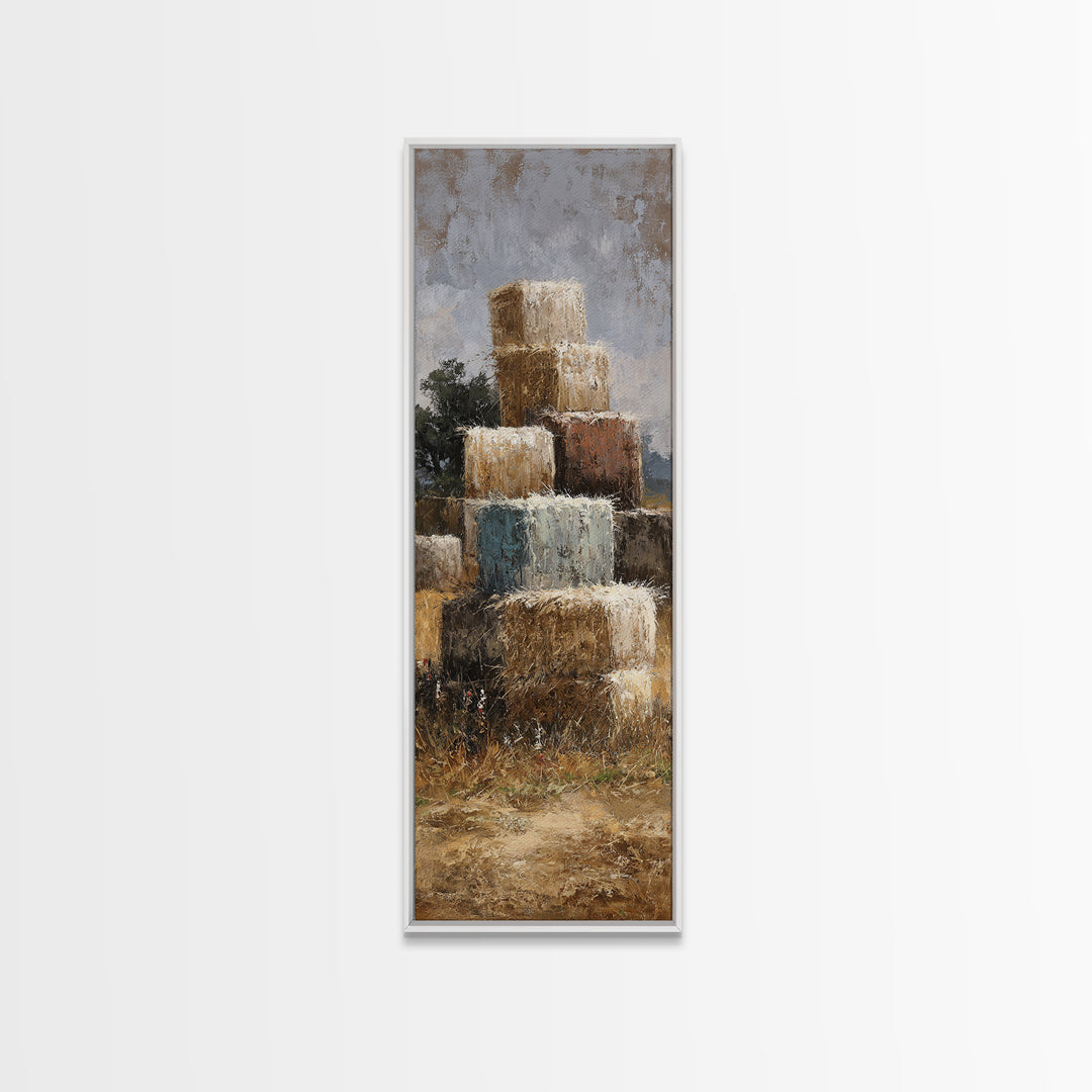 Hay Bales in Late Afternoon Sun Framed Canvas Print, Country Art, Printable Art, Farmhouse Decor, Country, French Country, COU-1x3-80