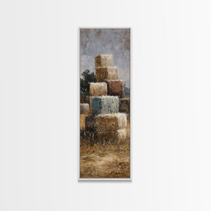Hay Bales in Late Afternoon Sun Framed Canvas Print, Country Art, Printable Art, Farmhouse Decor, Country, French Country, COU-1x3-80