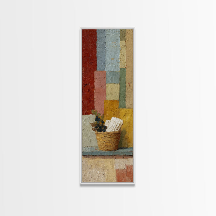 Blackberry Basket with Linen Cloth Canvas Print, Country Art, Farmhouse Decor, Abstract Art, Country, French Country, COU-1x3-81