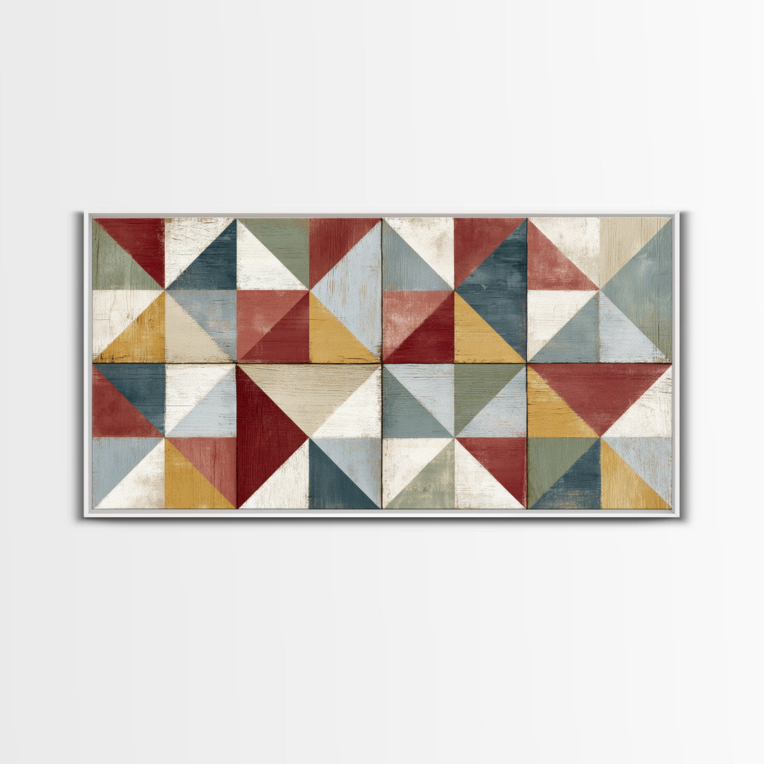 Quilt Geometric Folk Pattern Canvas Print, Country Art, Contemporary Art, Farmhouse Decor, Abstract Art, Country, COU-2x1-32