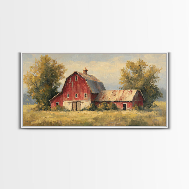 Apple Orchard with Warm Autumn Light Framed Canvas Print, Country Art, Minimalist Decor, Farmhouse Decor, Fine Art, Country, COU-2x1-50
