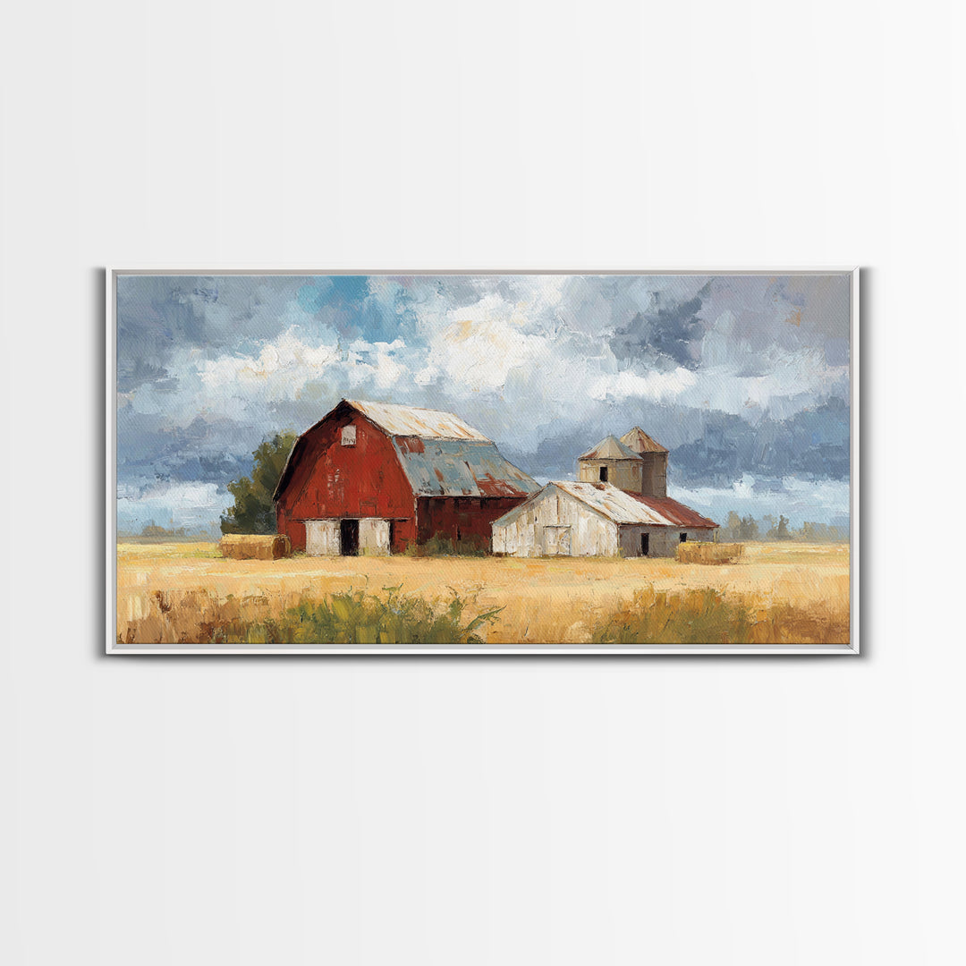Cornfield under Dramatic Summer Clouds Canvas Print, Country Art, Room Decor, Farmhouse Decor, Oil Painting, Country, COU-2x1-62