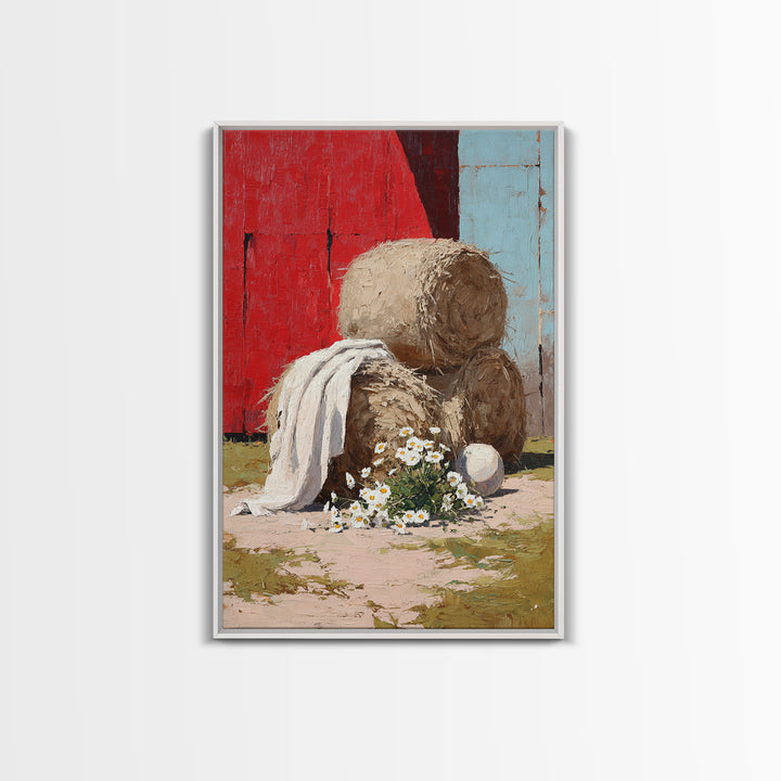Hay Bales in Late Afternoon Sun Framed Canvas Print, Country Art, Luxury Decor, Farmhouse Decor, Fine Art, Country, COU-2x3-100