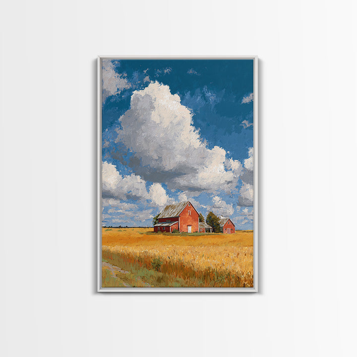 Cornfield under Dramatic Summer Clouds Framed Canvas Print, Country Art, Statement Artwork, Farmhouse Decor, Abstract Art, COU-2x3-2