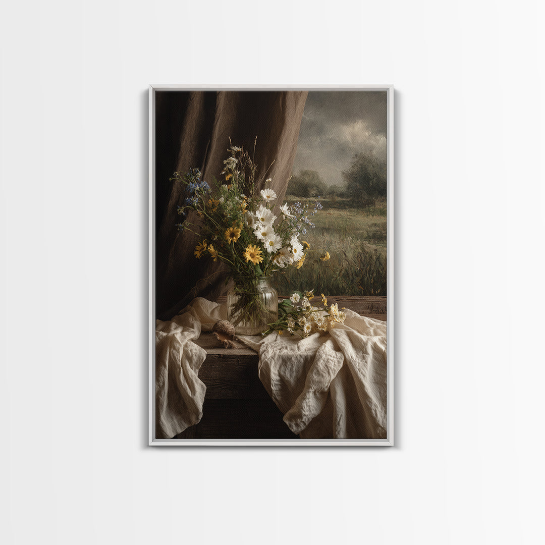 Cornfield under Dramatic Summer Clouds Framed Canvas Print, Country Art, Statement Artwork, Farmhouse Decor, Abstract Art, COU-2x3-26