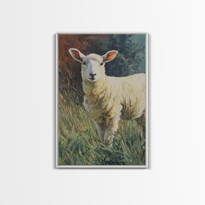 Watercolor Sheep in a Green Pasture Canvas Print, Country Art, Fine Art Print, Farmhouse Decor, Country, Digital Prints, COU-2x3-31