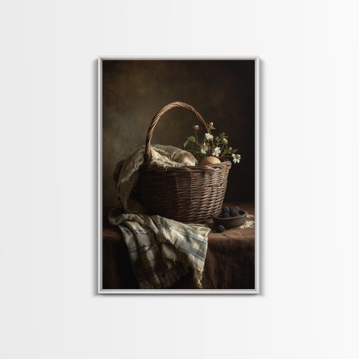 Blackberry Basket with Linen Cloth Canvas Print, Country Art, Home Decor, Farmhouse Decor, Abstract Art, Country, Printable Art, COU-2x3-5