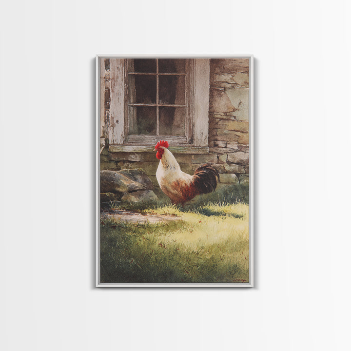 Rooster in Bold Folk Art Color Canvas Print, Country Art, Oil Painting, Farmhouse Decor, Fine Art, Country, Digital Art Prints, COU-2x3-61