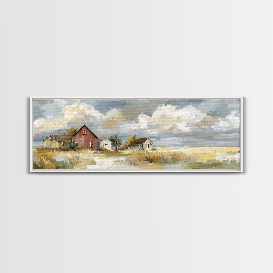 Cornfield under Dramatic Summer Clouds Framed Canvas Print, Country Art, Home Decor, Farmhouse Decor, Fine Art, Country, COU-3x1-10