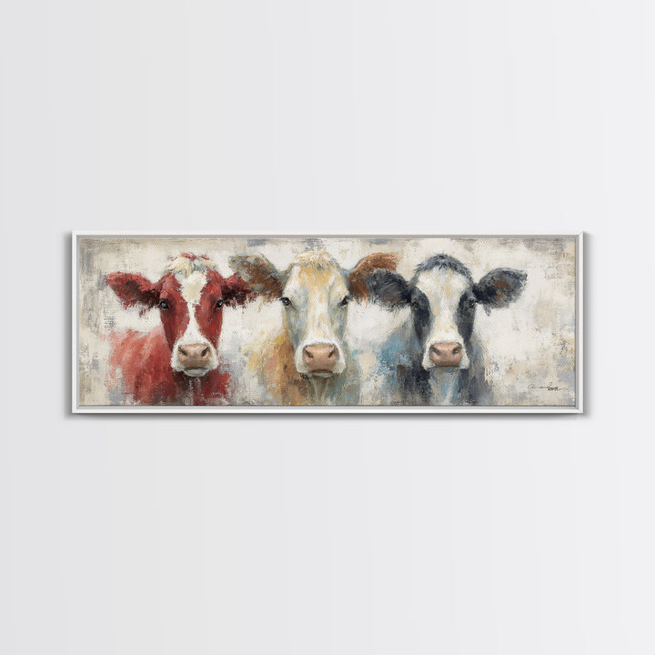 Cow Portrait with Gentle Farmhouse Personality Canvas Print, Country Art, French Country, Farmhouse Decor, Fine Art, Country, COU-3x1-20