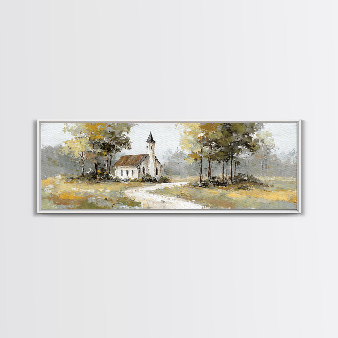 Country Church Steeple Beyond Trees Canvas Print, Country Art, Luxury Decor, Farmhouse Decor, Fine Art, Country, COU-3x1-35