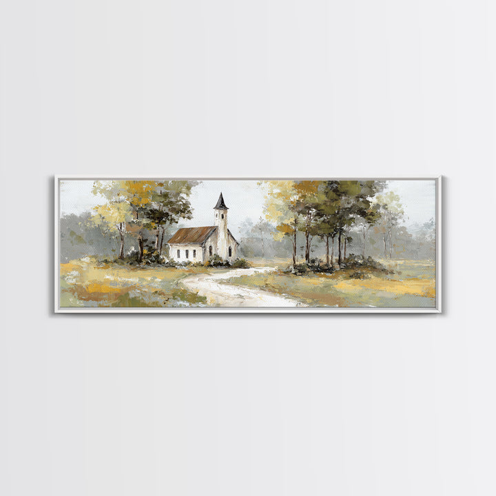 Country Church Steeple Beyond Trees Canvas Print, Country Art, Luxury Decor, Farmhouse Decor, Fine Art, Country, COU-3x1-35