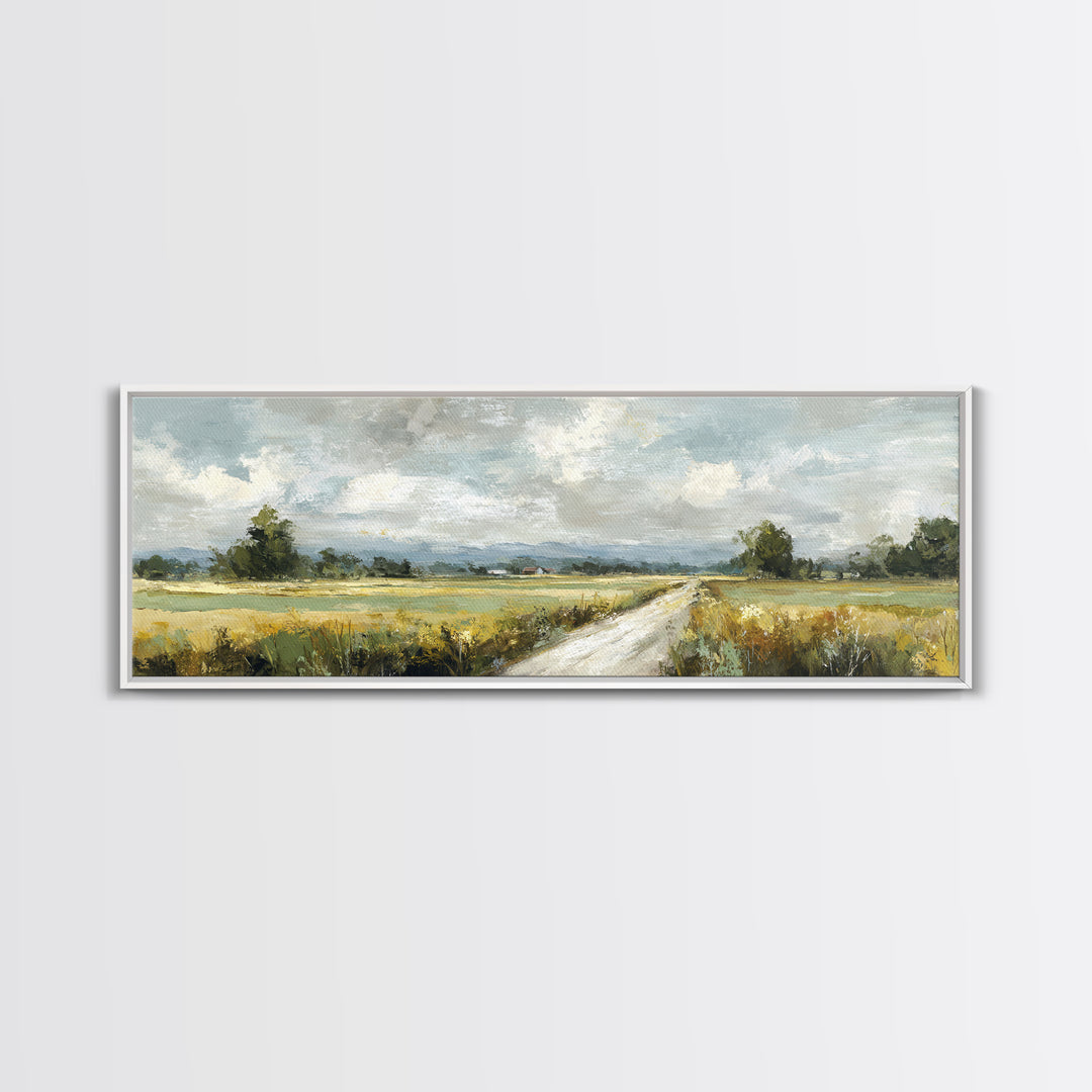 Cornfield under Dramatic Summer Clouds Framed Canvas Print, Country Art, Digital Print, Farmhouse Decor, Fine Art, Country, COU-3x1-82