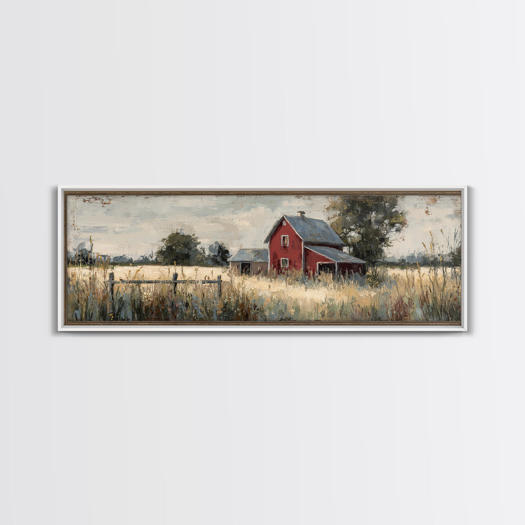 Wildflower Meadow Beside an Old Fence Framed Canvas Print, Country Art, Farmhouse Wall Decor, Farmhouse Decor, Country, COU-3x1-90
