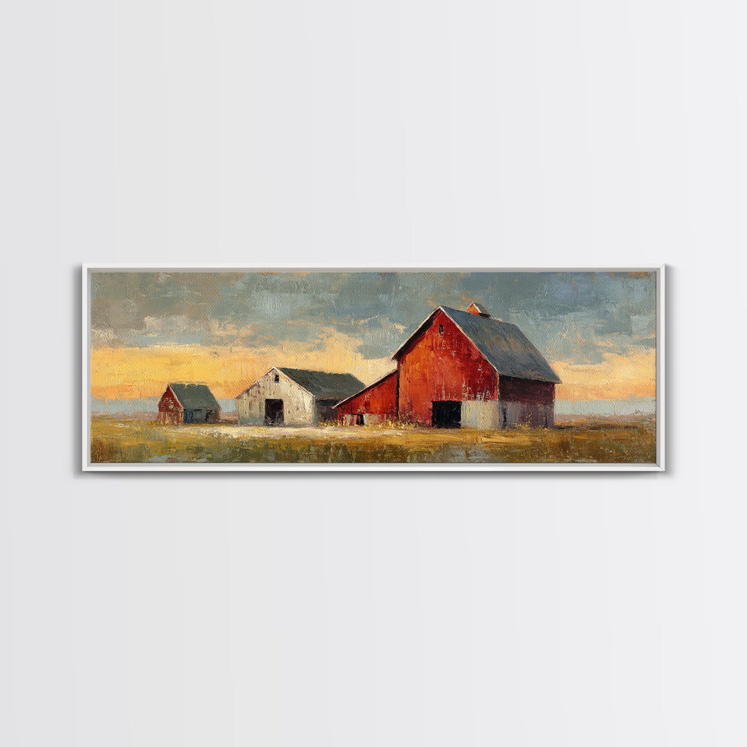 Rustic Barn Silhouette Canvas Print, Country Art, Room Decor, Farmhouse Decor, Fine Art, Country, Oil Painting, COU-3x1-91