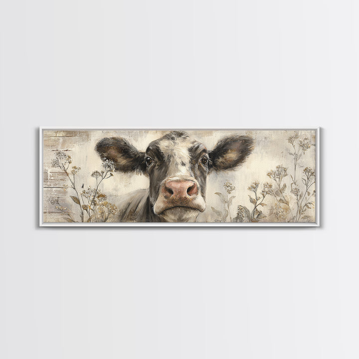 Cow Portrait with Gentle Farmhouse Personality Canvas Print, Country Art, Art Prints, Farmhouse Decor, Fine Art, Country, COU-3x1-92