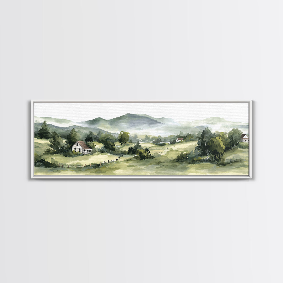 Country Road Disappearing into Green Hills Canvas Print, Country Art, Textured Painting, Farmhouse Decor, Oil Painting, Country, COU-3x1-95
