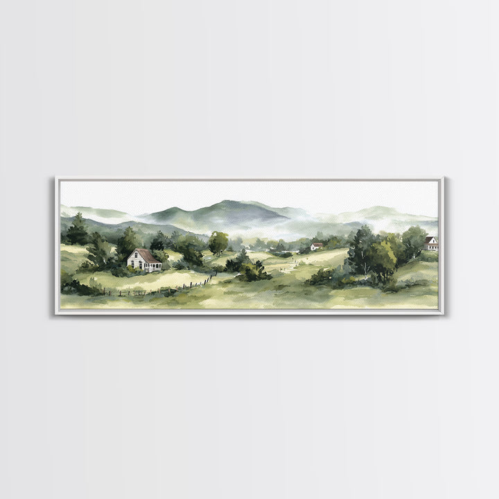 Country Road Disappearing into Green Hills Canvas Print, Country Art, Textured Painting, Farmhouse Decor, Oil Painting, Country, COU-3x1-95