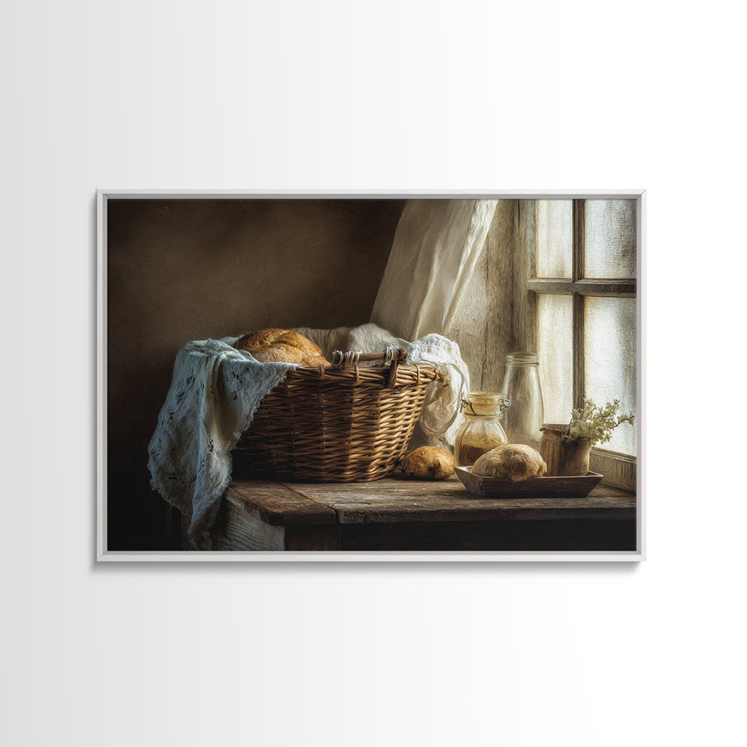 Blackberry Basket with Linen Cloth Canvas Print, Country Art, Farmhouse Decor, Abstract Art, Country, French Country, COU-3x2-1