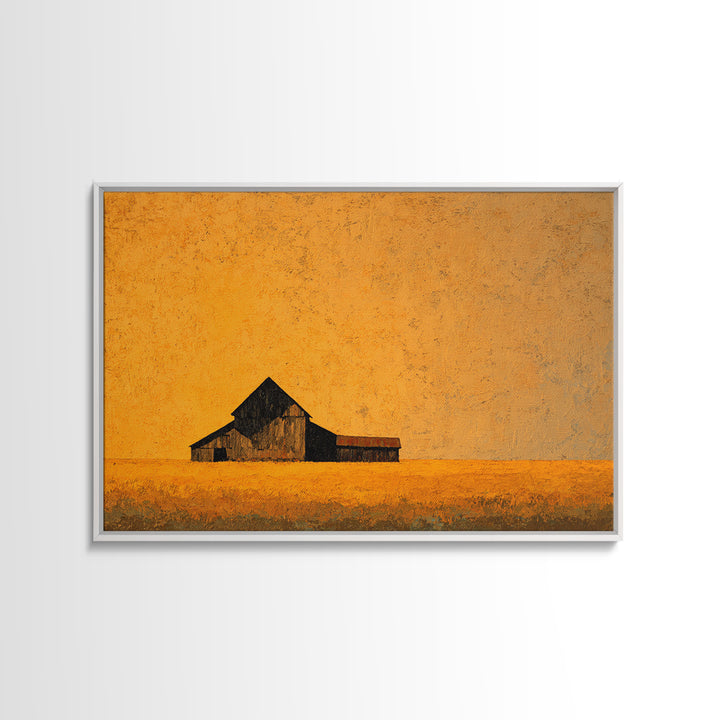 Rustic Barn Silhouette Framed Canvas Print, Country Art, Eclectic Wall Art, Farmhouse Decor, Fine Art, Country, Boho Decor, COU-3x2-31