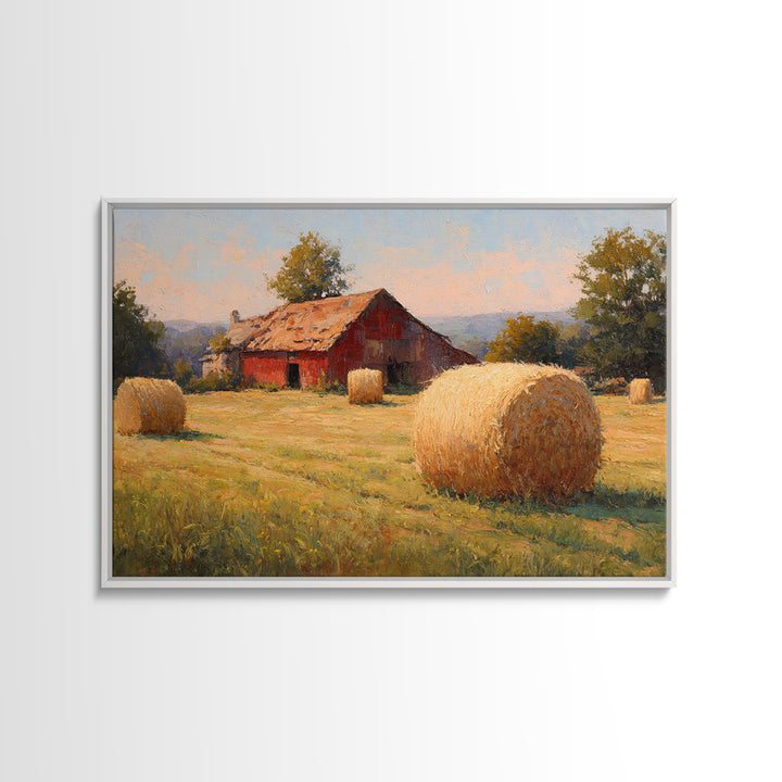 Hay Bales in Late Afternoon Sun Canvas Print, Country Art, Neutral Decor, Farmhouse Decor, Fine Art, Country, Home Decor, COU-3x2-72