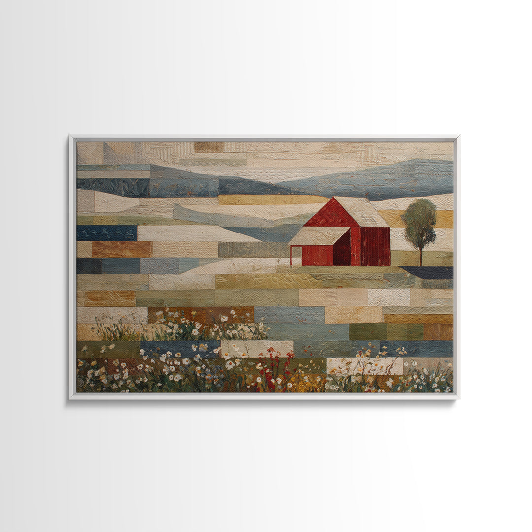 Quilt Geometric Folk Pattern Canvas Print, Country Art, Boho Decor, Farmhouse Decor, Fine Art, Country, Art Prints, COU-3x2-88