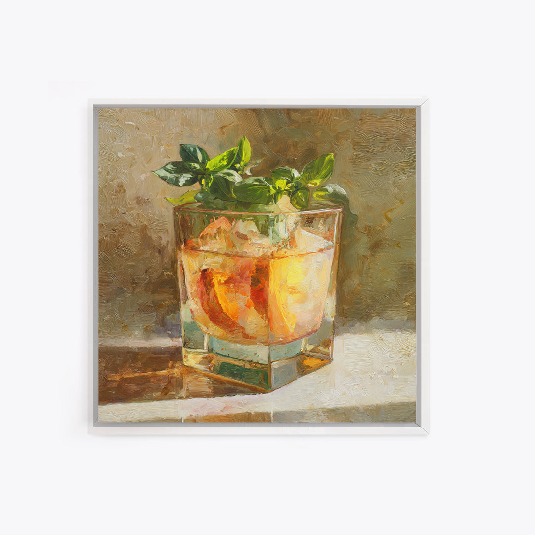 Iced Coffee Glass Framed Canvas Print, Coffee Shop Art, Kitchen Art, Cafe Decor, Fine Art, Cafe, Minimalist Wall Art, CSA-1x1-11