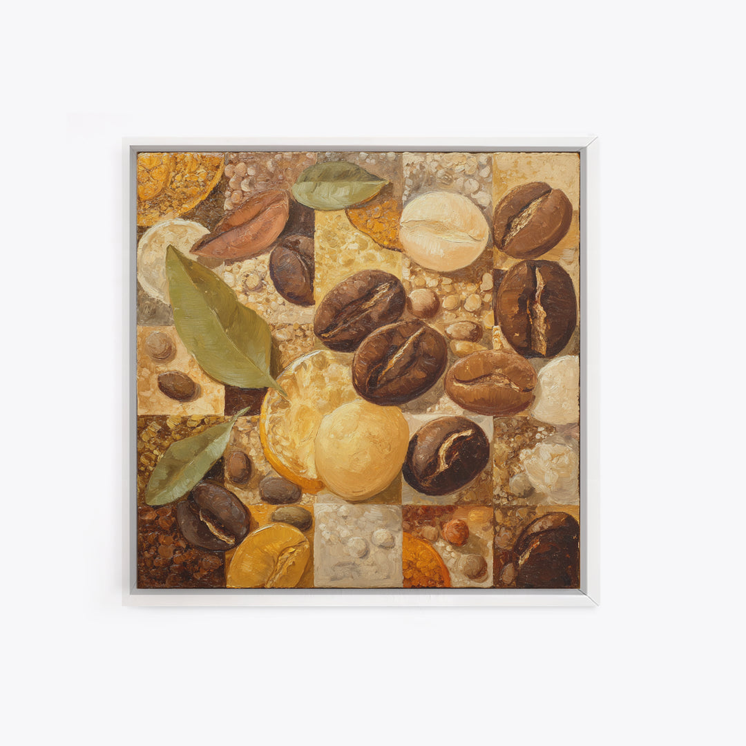 Coffee Bean Pattern Canvas Print, Coffee Shop Art, Kitchen Gift, Cafe Decor, Oil Painting, Cafe, Coffee Art, Food Art, CSA-1x1-15